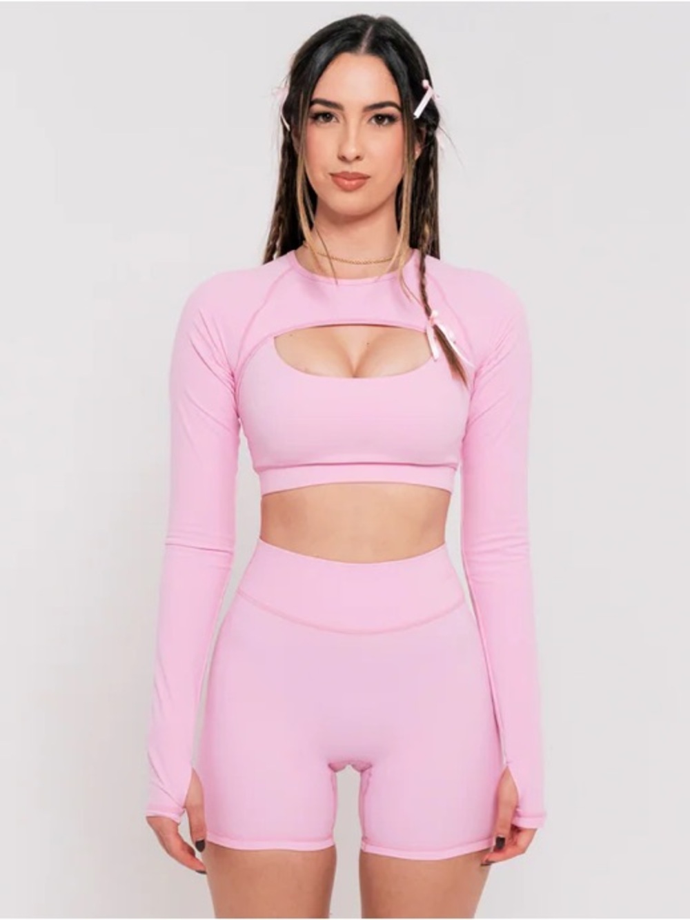 For The Peach x Valentina Voight Pink Bolero Sports Bra